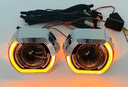 Angel eyes - projecteur 2,5 pouces BM sport style xenon  bi led - enjoliveur gris - blanc